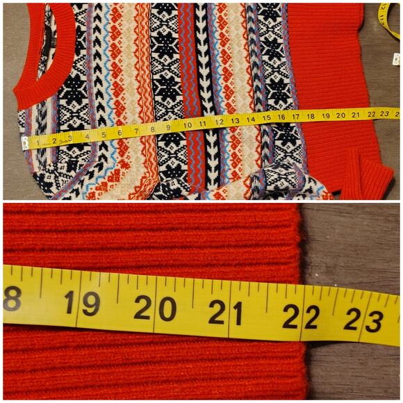 J. Crew Button Fair Isle Crewneck Sweater Lambs Wool Blend Size Large - Picture 9 of 16